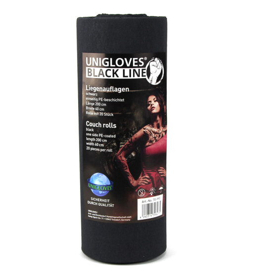 UNIGLOVES - Behandlungsstuhlauflagen - 60 cm x 40 m Farbe Schwarz
