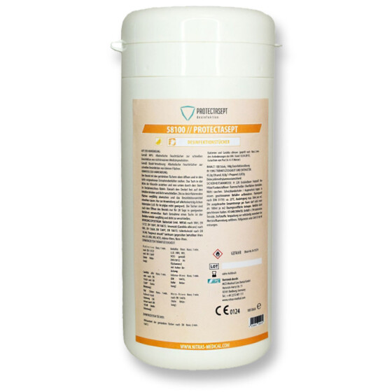 PROTECTASEPT - Desinfektionstücher - Lemon Duft - Spenderdose inkl. 100 Tücher/Dose