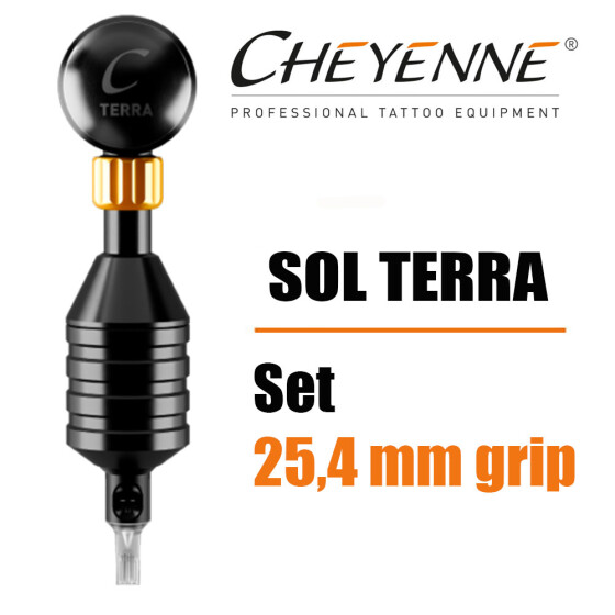 CHEYENNE - Tattoo Maschine - SOL Terra - Set mit 25,4 mm Griffstück - Schwarz