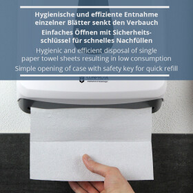 CONPROTA - BUNDLE - Folded Towels Dispenser white with 15 pack folded towels white