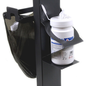 CONPROTA - Multifunktionsstation mit Handtuchspender schwarz, Desinfektionstücherdosenhalterung und Müllbeutelhalter