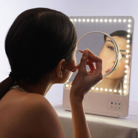 RIKI SKINNY - LED Makeup Spiegel mit Bluetooth - Selfie Funktion 5-fach Weiß