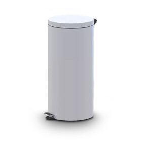 ALDA - Pedal Garbage Can - Stainless Steel Trash Can with Antimicrobial Coating - 30 Liters - White