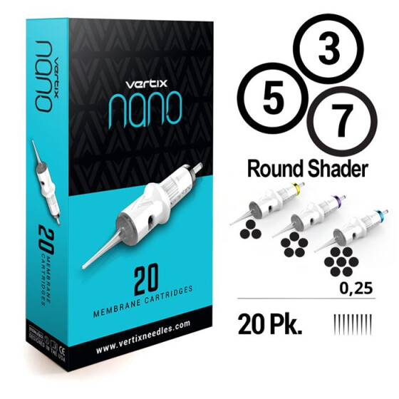 VERTIX - Nano PMU Cartridges - Round Shader - MT - 0,25 mm