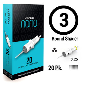 VERTIX - Nano PMU Cartridges - 3 Round Shader - MT - 0,25 mm