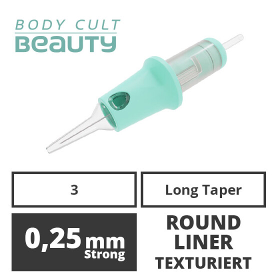 BODY CULT BEAUTY - Precision PMU Cartridges - 3 Round Liner 0,25 mm LT Texturiert  Strong- 20 Stk.